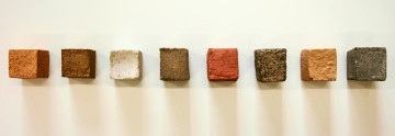 Benjamin Hao collects soil samples, which he mixes with rice powder to form cubes